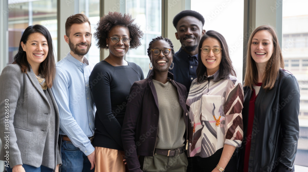 Diverse team of professionals smiling together Diverse team of professionals smiling together