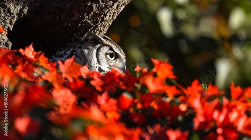 The great horned owl is a large and powerful owl that is found in North America photo