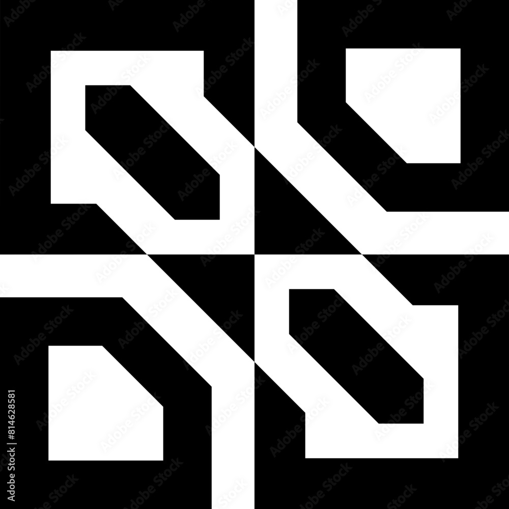 Abstract geometric pattern, monochrome design element. Abstract geometric pattern, monochrome design element.