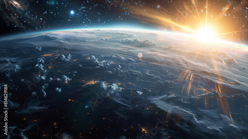 Sunrise graces Earth s horizon a cosmic ballet of light and shadow