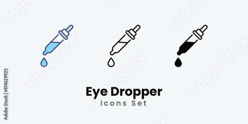 Eye Dropper Icons thin line and glyph vector icon stock illustration