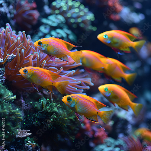 Aquarium Plants and Animals from the Underwater,
Lyretail Anthias Coralfish photo