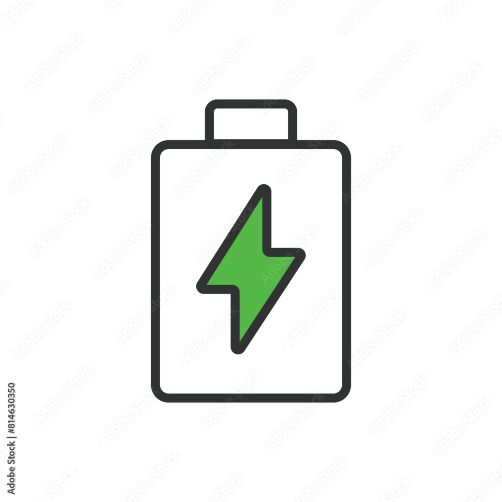 Charged battery, in line design, green. Charged, Battery, Full, Power, Energy, Complete, Green on white background vector. Charged battery, editable stroke icon. Charged battery, in line design, green. Charged, Battery, Full, Power, Energy, Complete, Green on white background vector. Charged battery, editable stroke icon.