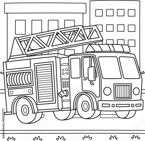 Firefighter Truck Coloring Page for Kids