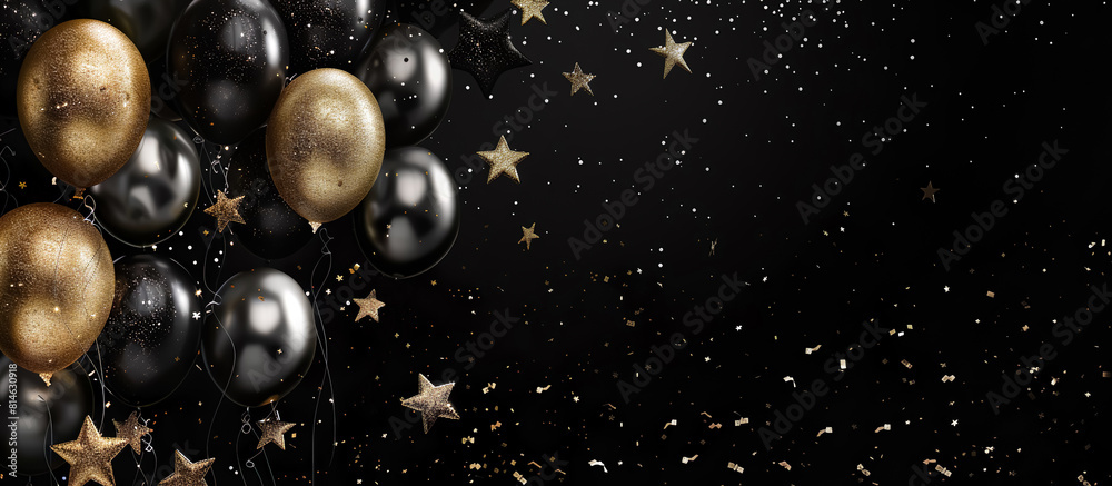 Background template design with luxury balloon foil and confetti ornaments.party and celebration flat lay banner Background template design with luxury balloon foil and confetti ornaments.party and celebration flat lay banner