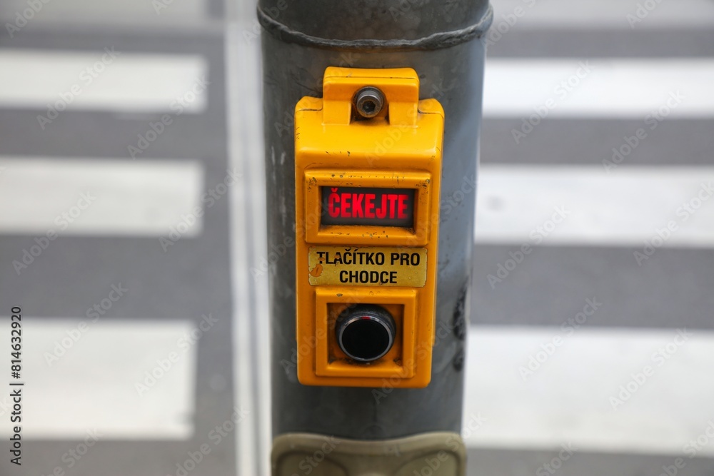 Prague pedestrian crossing green light request button Prague pedestrian crossing green light request button
