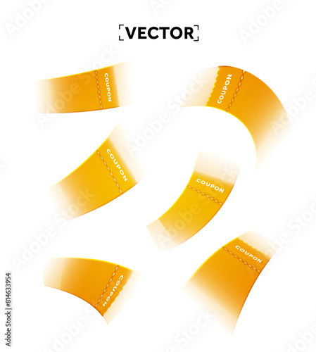 3d flying coupons with motion blur effect, isolated on white background. Special promotion with vouchers. 3d vector illustration. Vector illustration