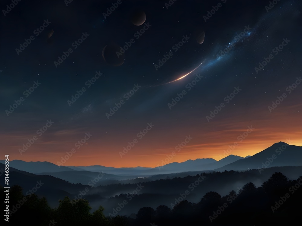 an artistic depiction of a celestial event, such as a meteor shower or solar eclipse.