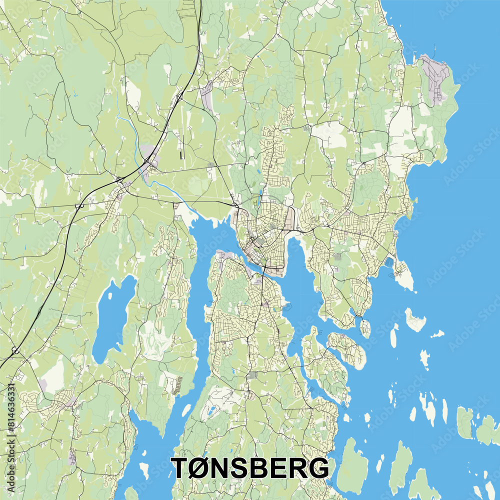 Fototapeta premium Tønsberg, Norway map poster art