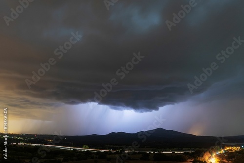 Big night thunderstorm in the mountains of Madrid. Guadarrama