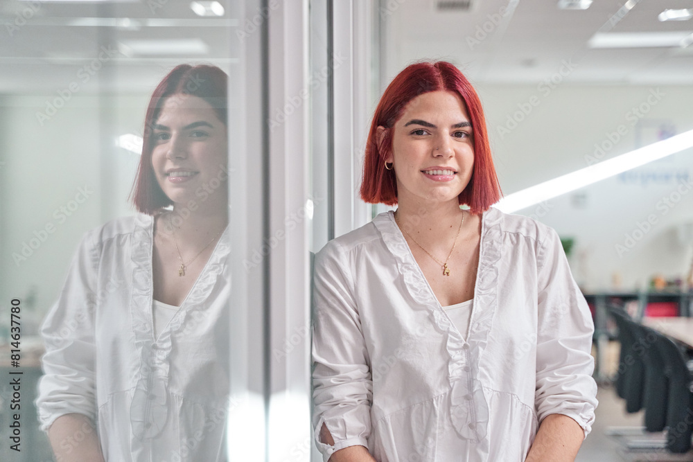 Portrait of young business woman looking at camera. Happy smiling businesswoman standing in office with copy space. Confident latin woman in formalwear standing in workplace. Portrait of young business woman looking at camera. Happy smiling businesswoman standing in office with copy space. Confident latin woman in formalwear standing in workplace.