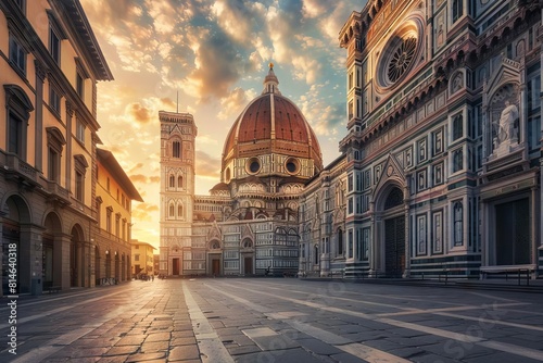 magnificent duomo cathedral bathed in warm sunrise glow architectural beauty of florence