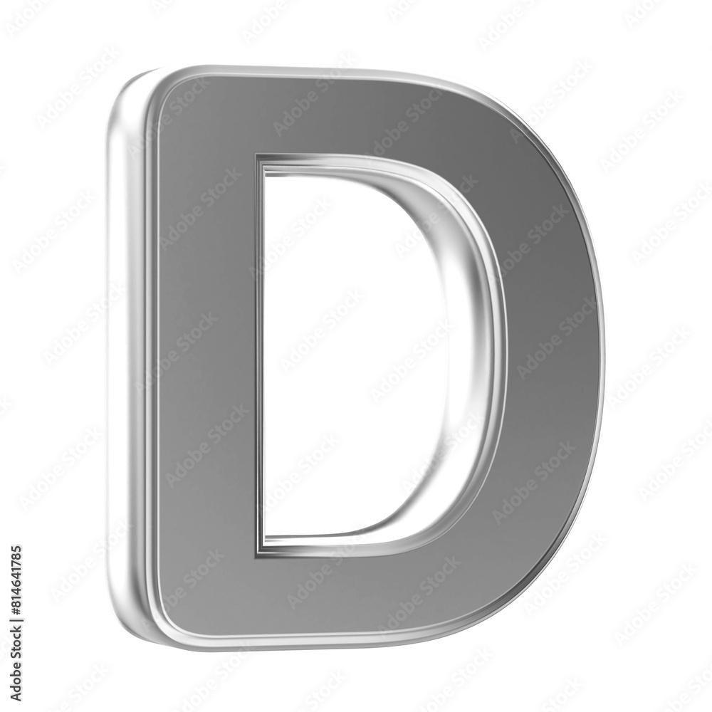 Silver 3D Font Letter D uppercase Silver 3D Font Letter D uppercase