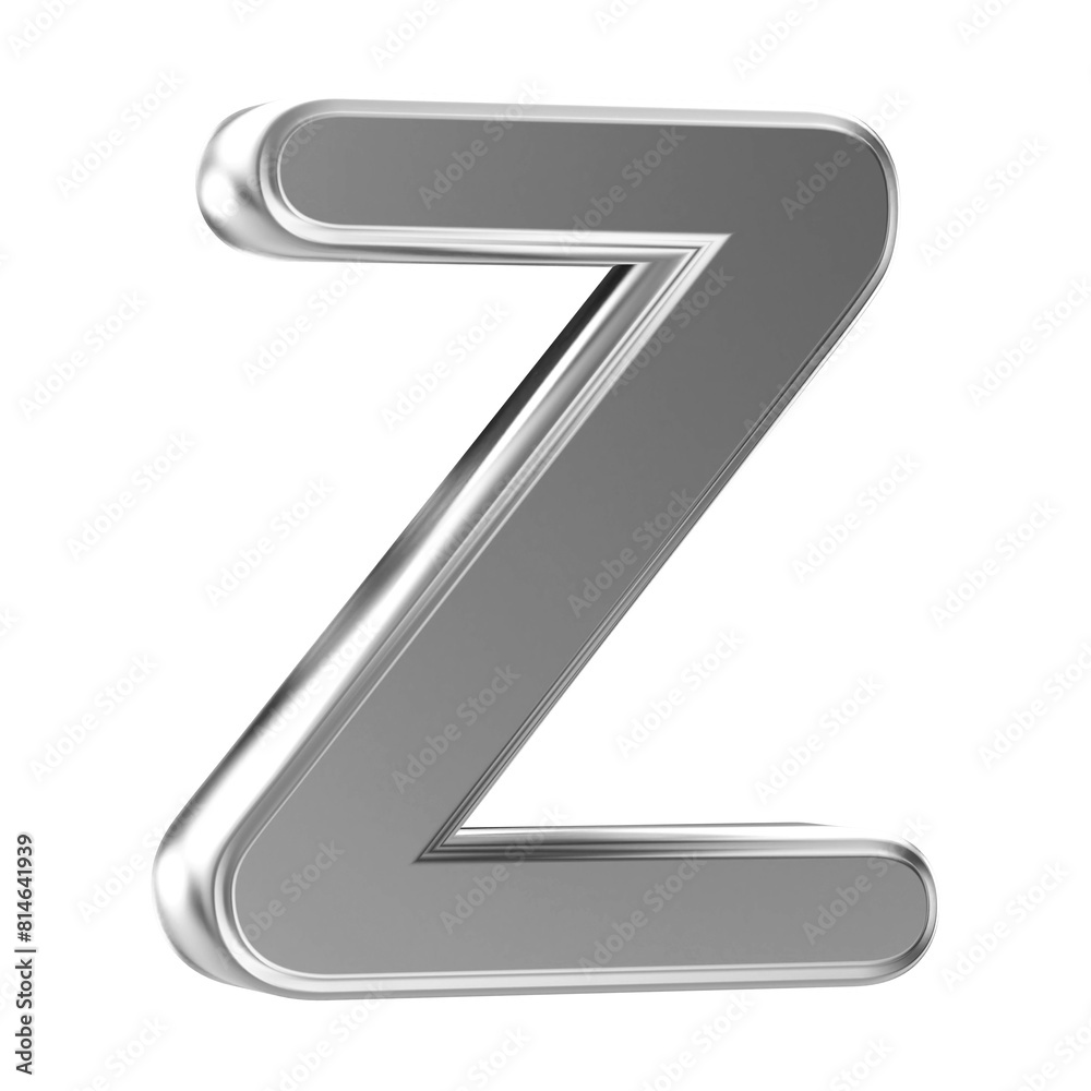 Silver 3D Font Letter Z uppercase Silver 3D Font Letter Z uppercase