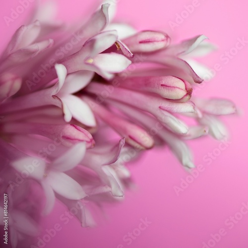 Close-up of beautiful pink and white flowers on a pink background
