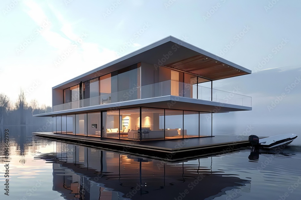 modern floating house design with spacious decks and panoramic windows ai generated architecture modern floating house design with spacious decks and panoramic windows ai generated architecture