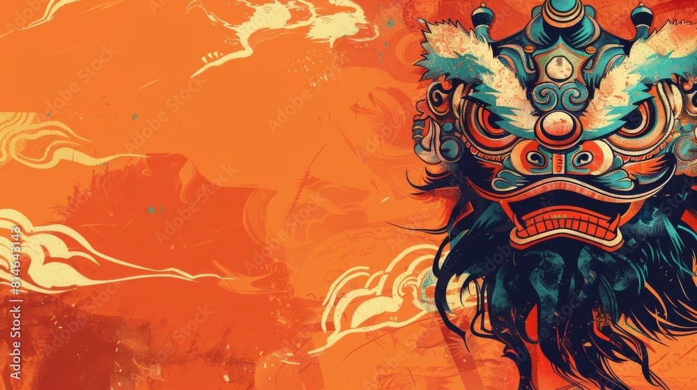 China new year background with lion dance China new year background with lion dance