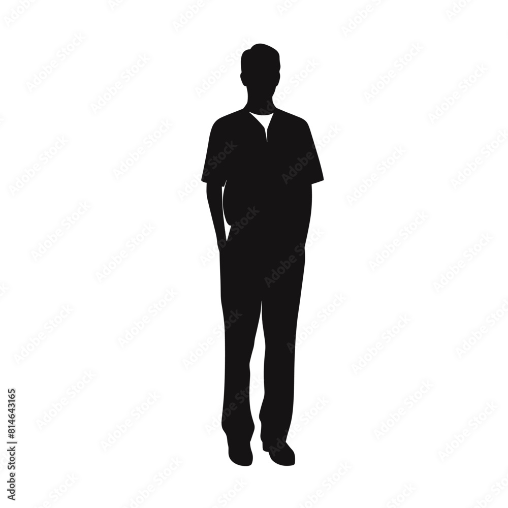 Silhouette of Man in Casual Outfit Standing Silhouette of Man in Casual Outfit Standing