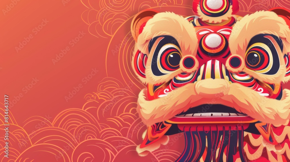 China new year background with lion dance