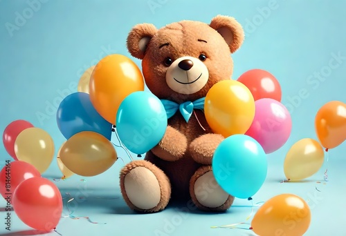 teddy bear with balloons
