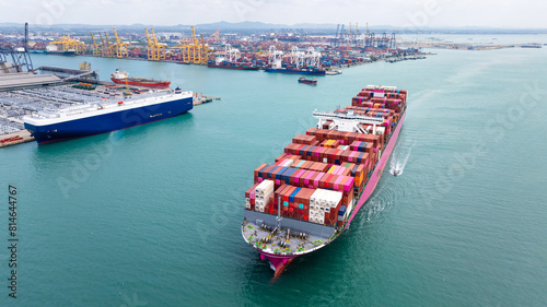 container ship in sea, international import export, global business and industry service, shipping cargo logistic by sea, asia pacific,