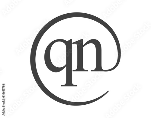 QN logo from two letter with circle shape email sign style. Q and N round logotype of business company