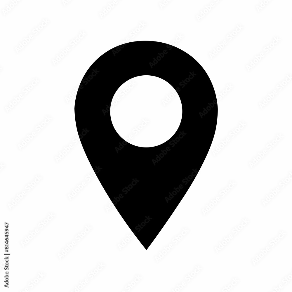 Black location marker icon on a white background Black location marker icon on a white background