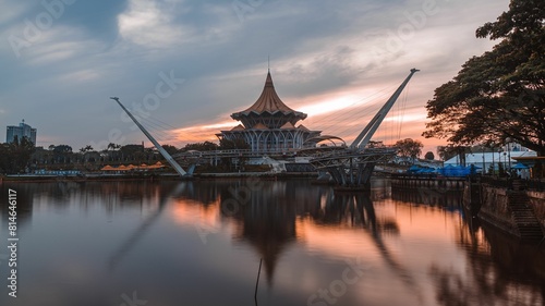 Sunrise at Kuching DUN & Darul Hana Bridge photo