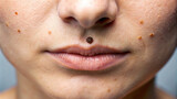 Close-up of a nose with a tiny mole, adding a touch of beauty mark