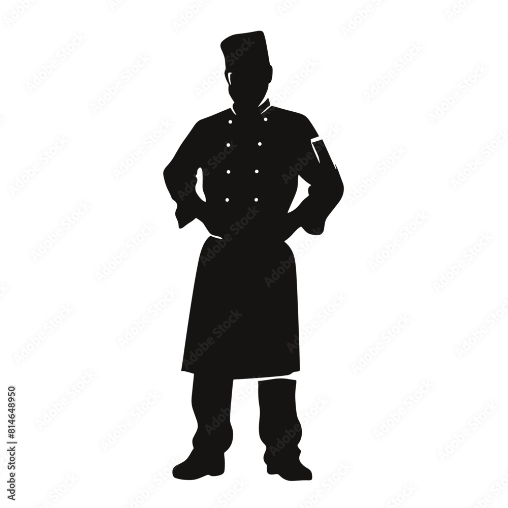 Confident Chef in Uniform Silhouette Confident Chef in Uniform Silhouette