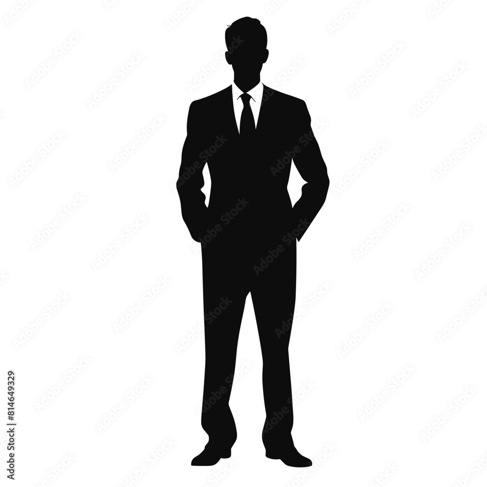 Silhouette of Businessman with Hands Behind Back Silhouette of Businessman with Hands Behind Back