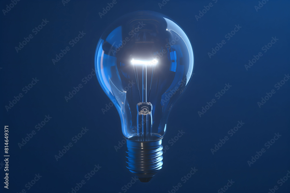 Illuminated lightbulb with blue background Illuminated lightbulb with blue background