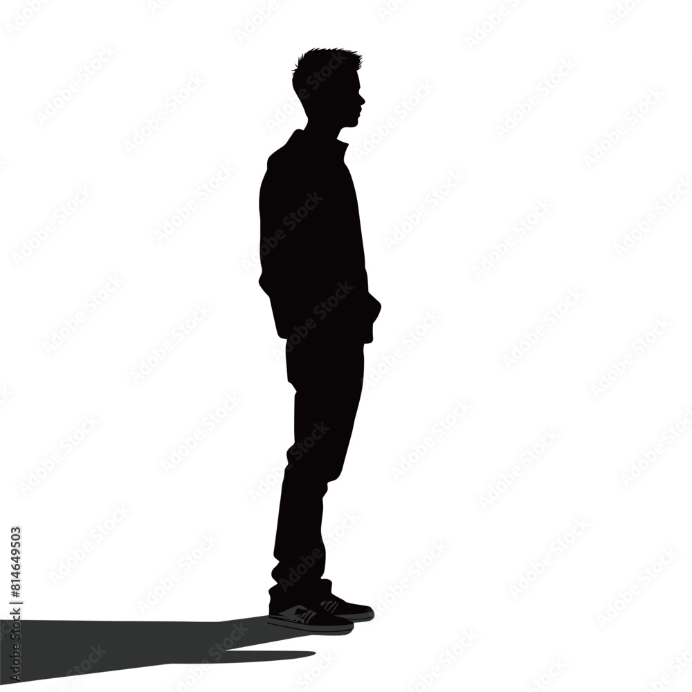 Silhouette of Young Man Standing Sideways