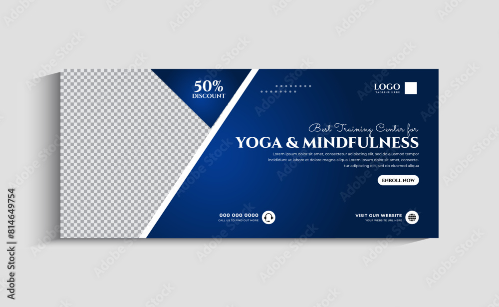 Obraz premium Yoga Fitness Social Media Cover and Banner Template Design