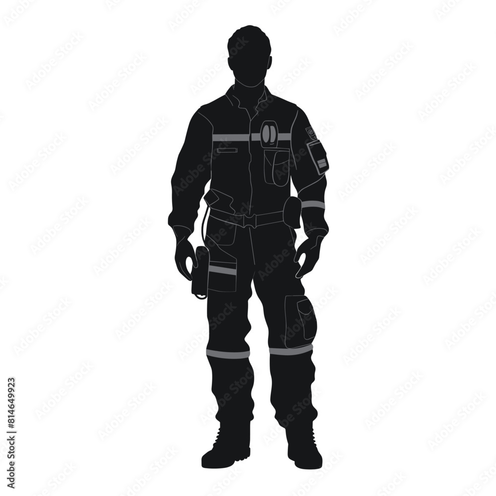Silhouette of Paramedic in Duty Gear
