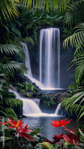 waterfall in jungle   long exposure phorto