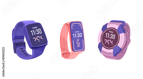 Set of smartwatches in different styles.