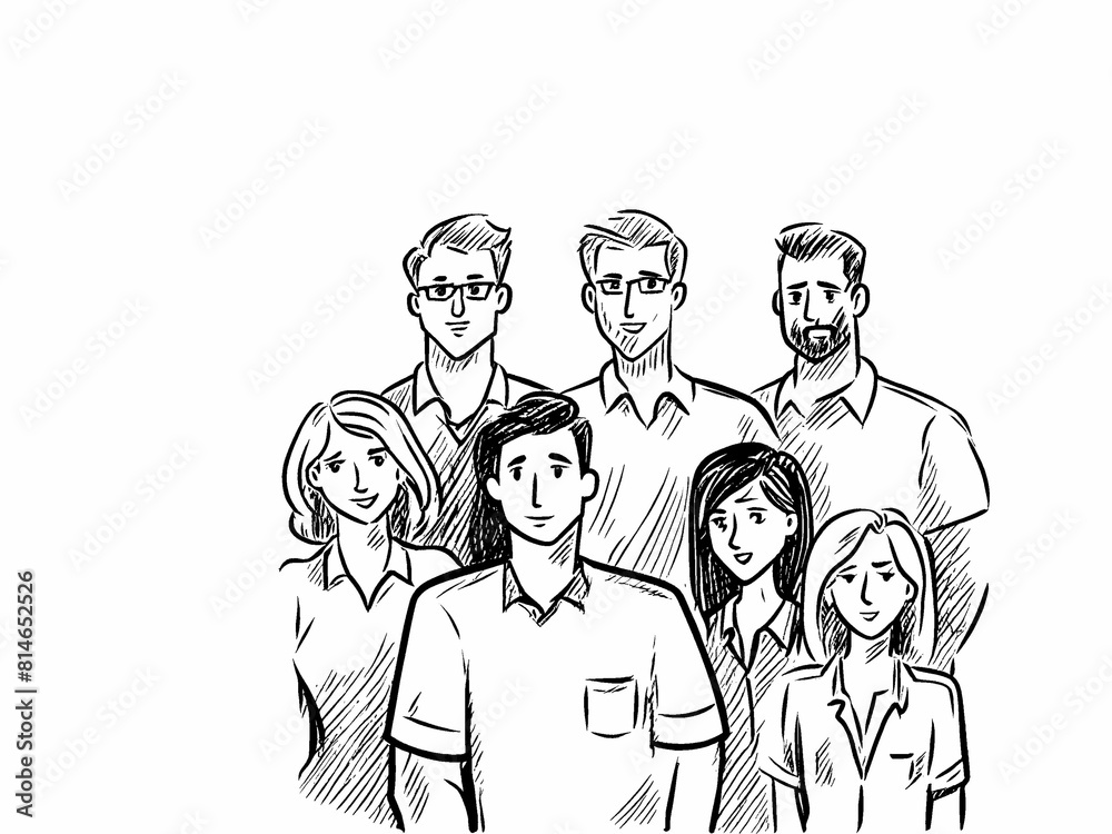 illustration of friends black and white art on white background