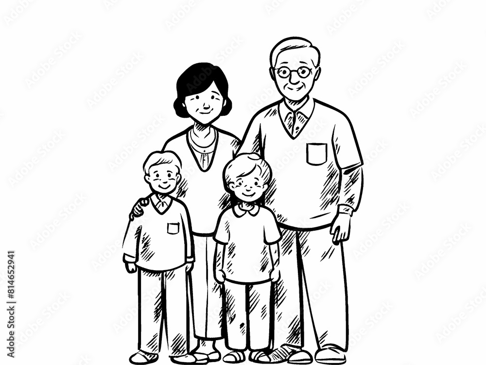 family with children art on white background family with children art on white background