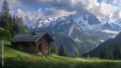 a hut in swiss alpine village