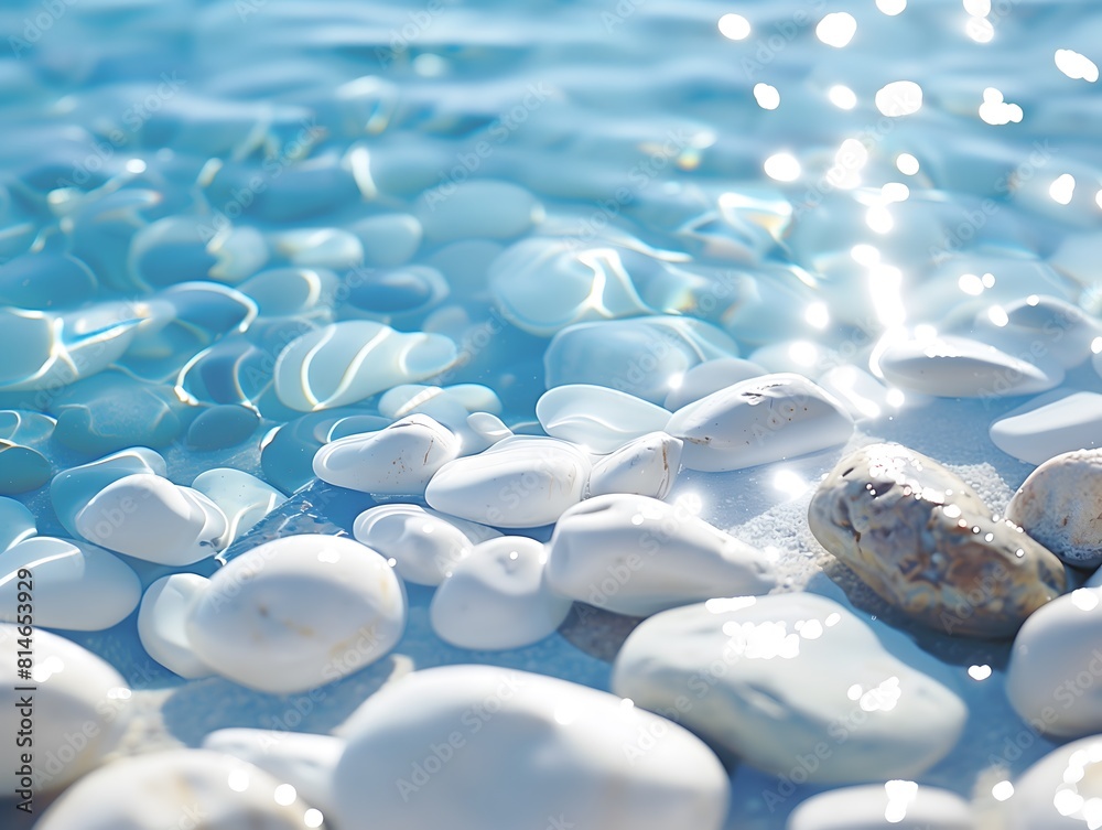 Obraz premium Pebbles in Water Fresh Summer Mood in White and Light Blue