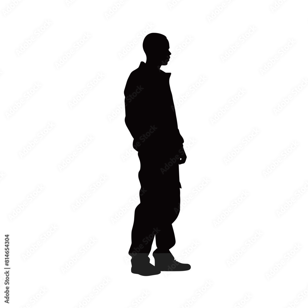 Casual Man Standing Side Profile Silhouette