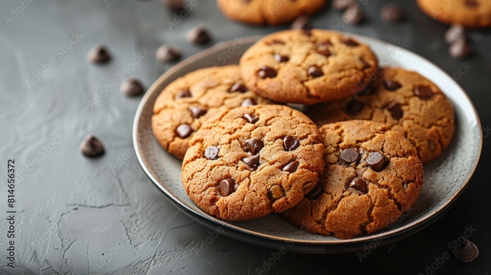 Freshly baked cookies on a simple white plate with minimal decoration.