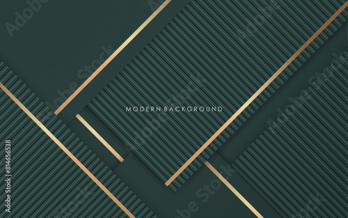 modern green abstract with golden lines background