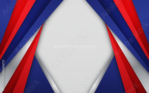 Modern background blue with white and red color