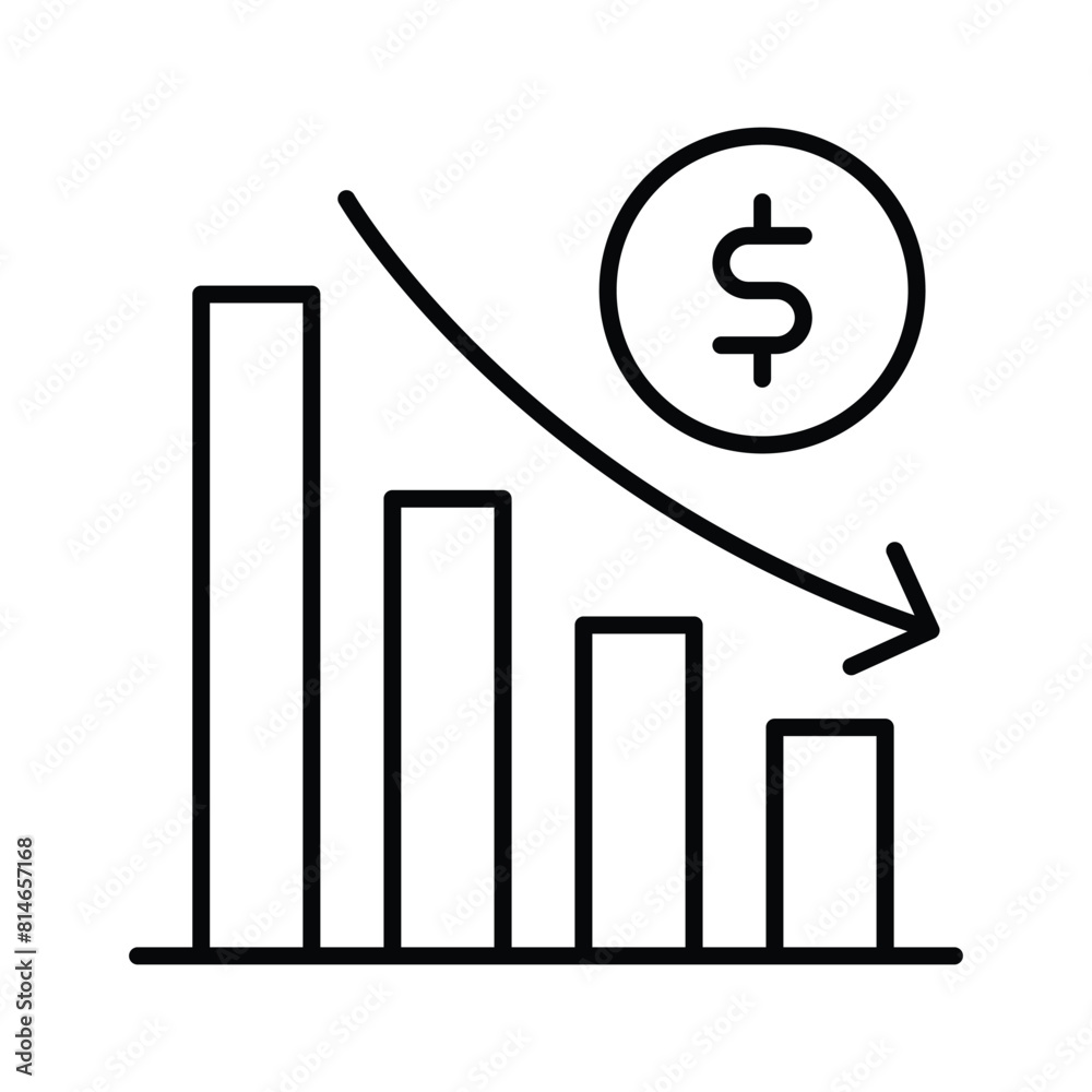 Down chart, financial loss, decrease chart vector design Down chart, financial loss, decrease chart vector design