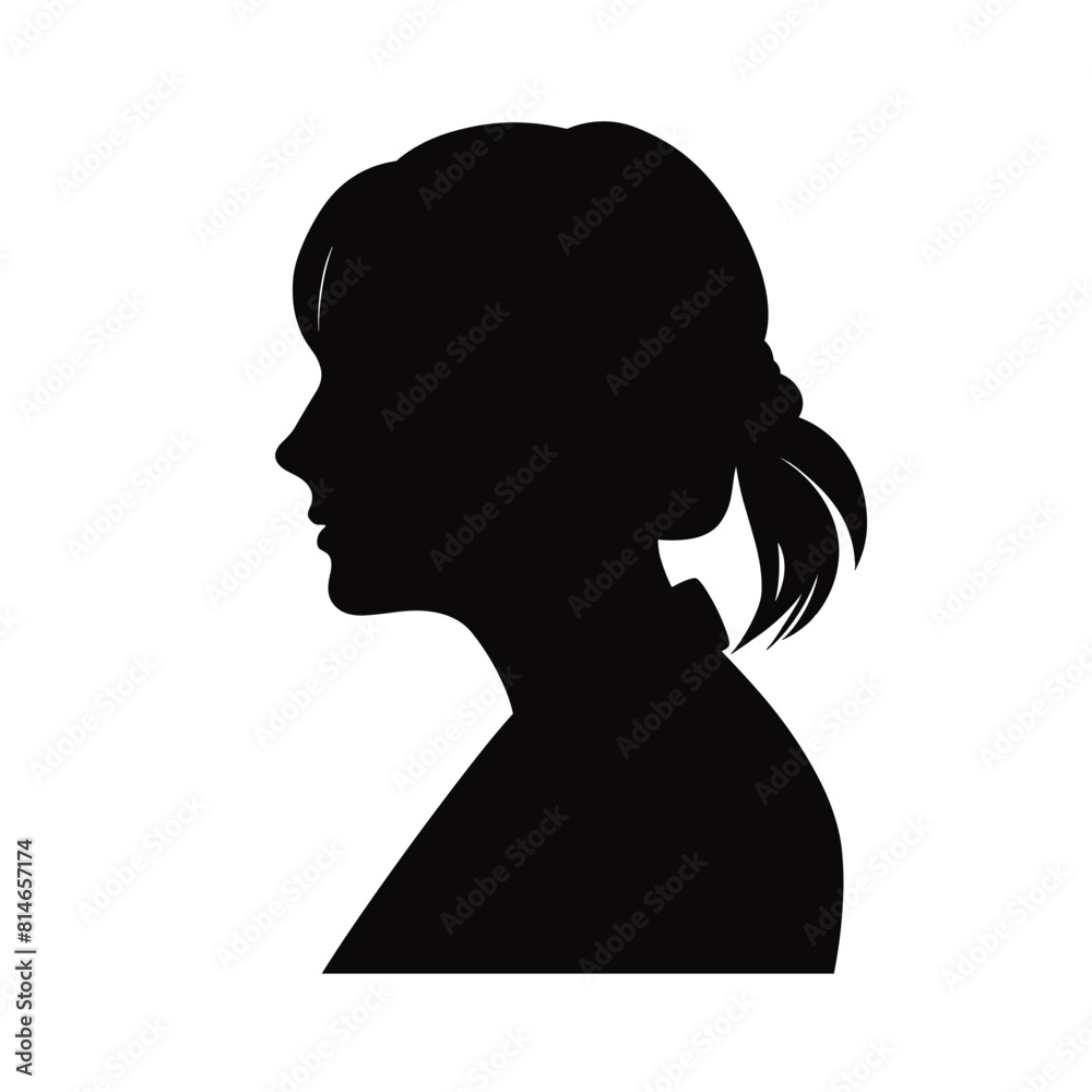 Elegant Young Woman Profile Silhouette with Ponytail