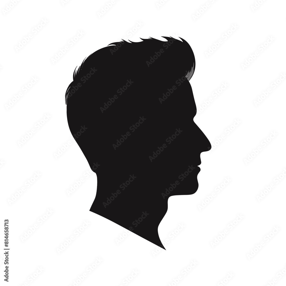 Silhouette Young Man Modern Hairstyle Side Profile