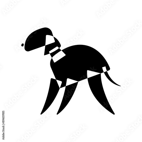 Bedlington terrier. Dog breed silhouette. Icon template. Avantgarde graphic style. Black and white vector Illustration.