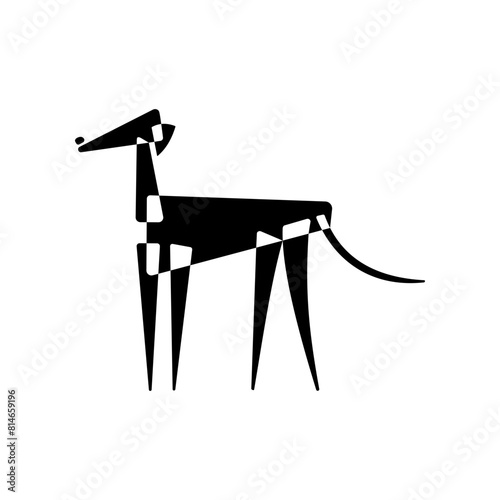 Azawakh. Dog breed silhouette. Icon template. Avantgarde graphic style. Black and white vector Illustration.